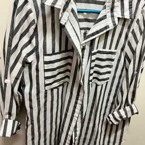 Grey and white stripped long sleeve